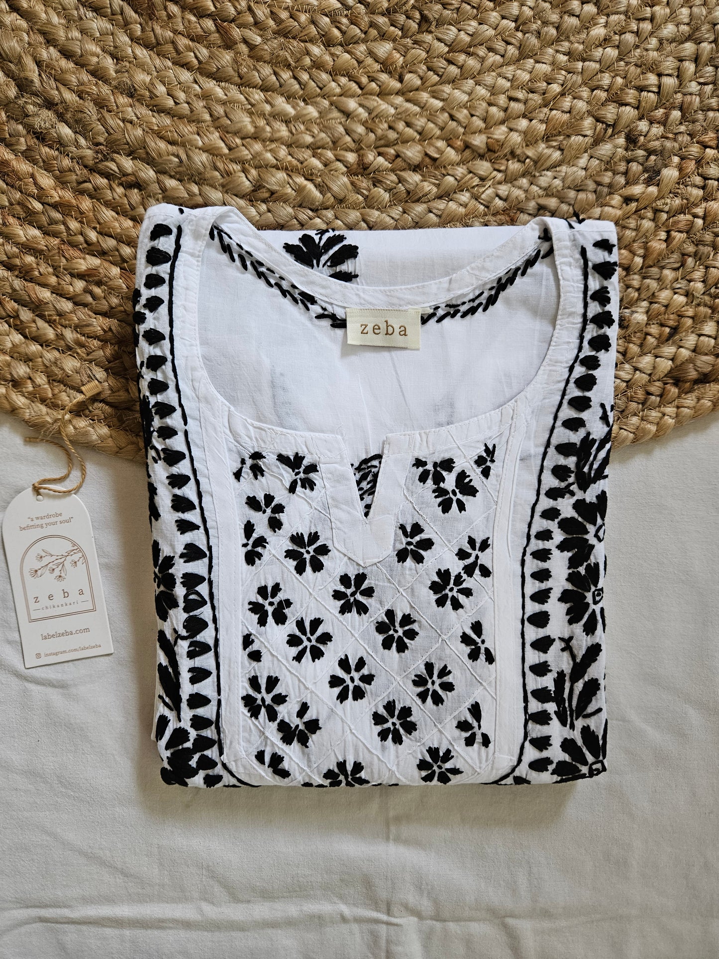 Rabia Chikankari Kurti (Black)