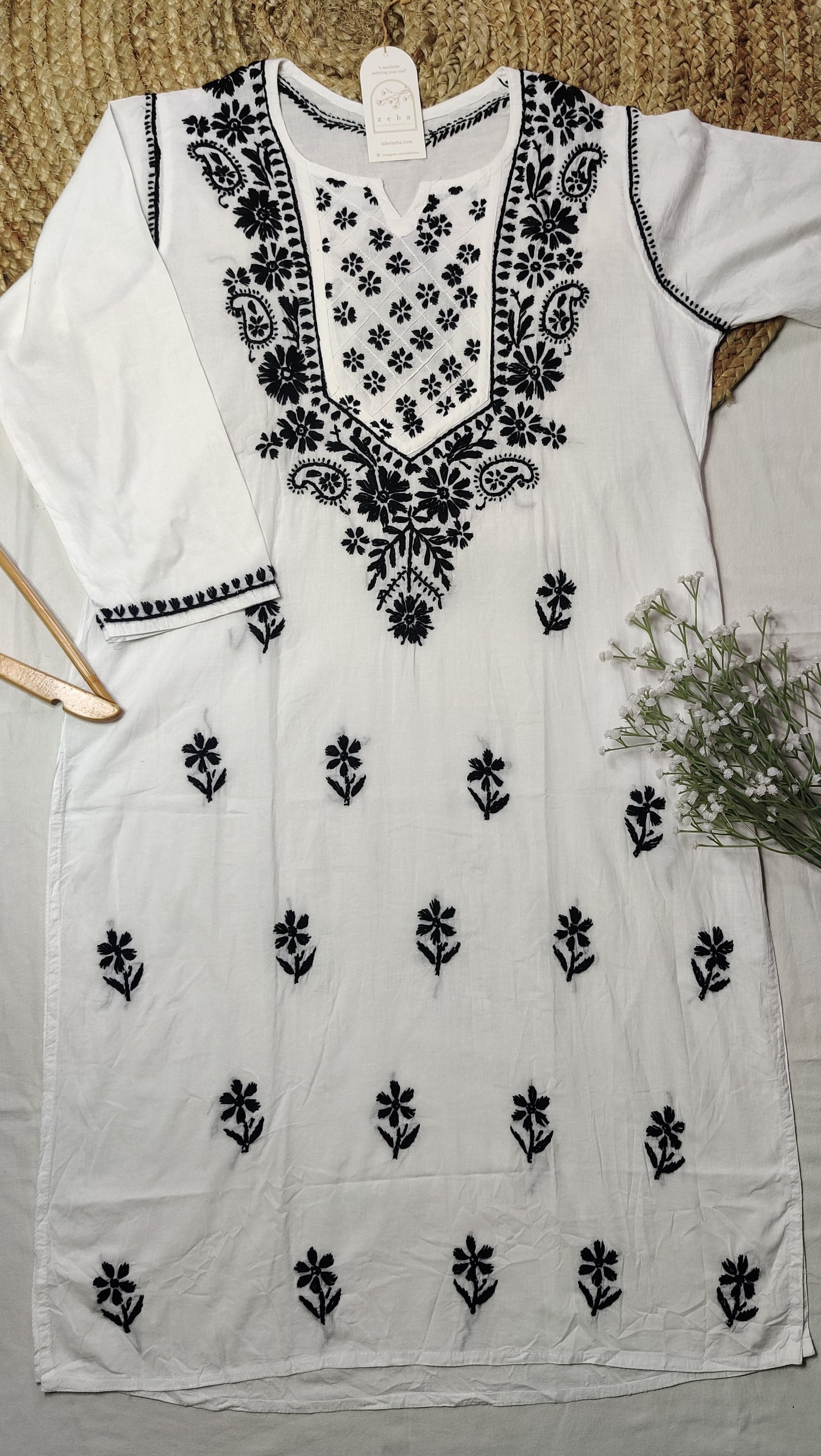 Rabia Chikankari Kurti (Black)