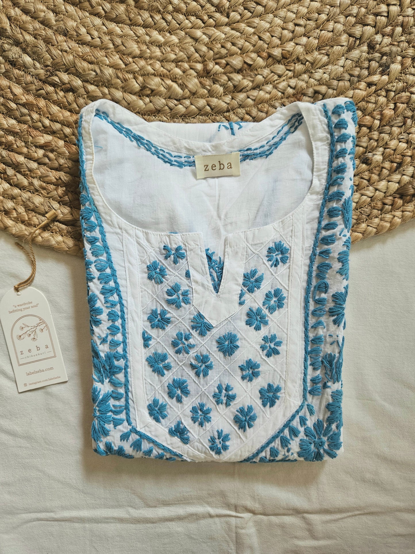 Rabia Chikankari Kurti (Blue)