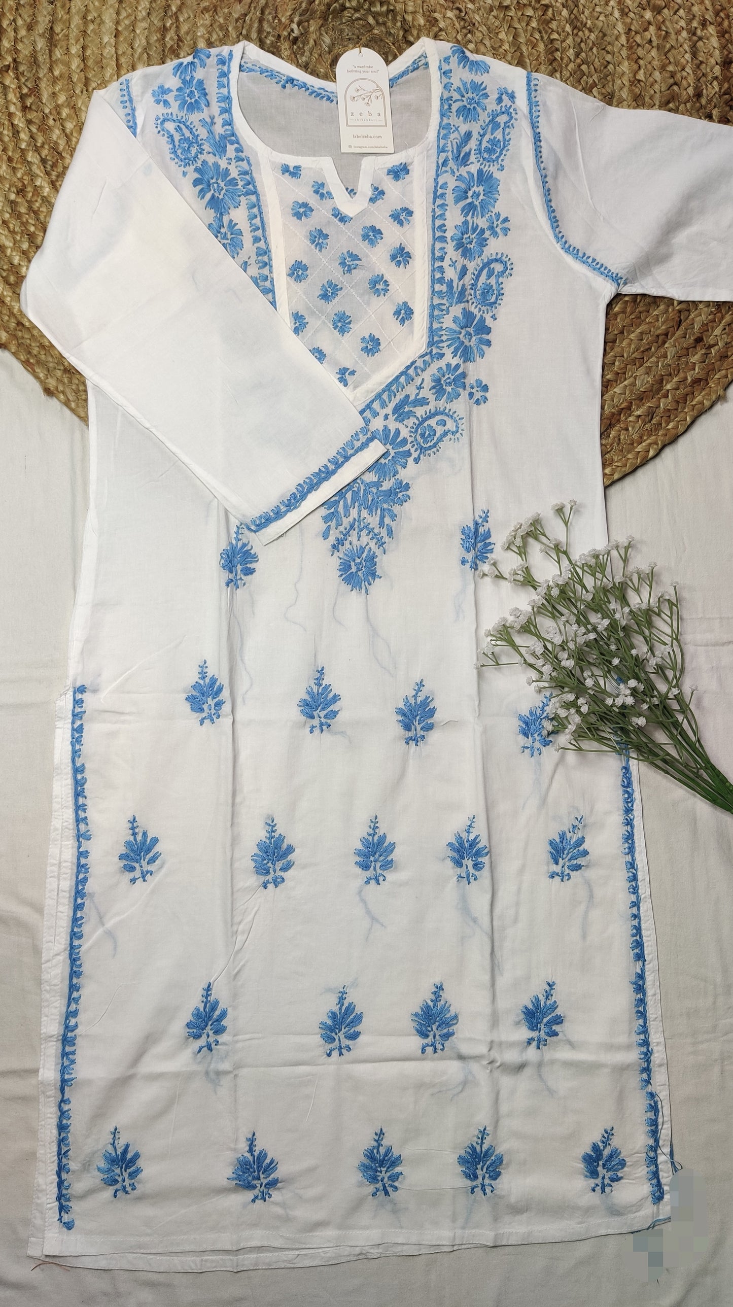 Rabia Chikankari Kurti (Blue)