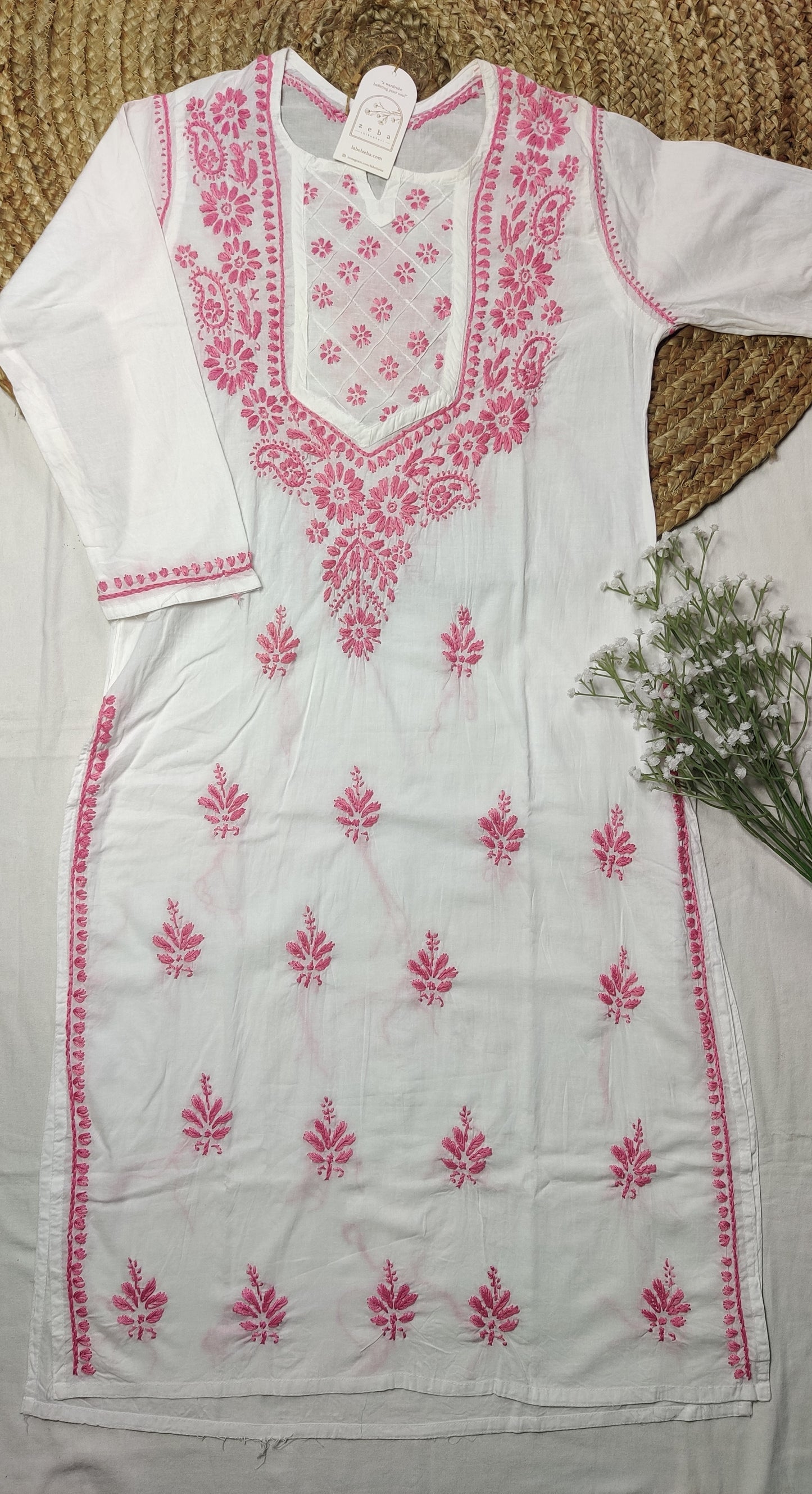 Rabia Chikankari Kurti (Pink)