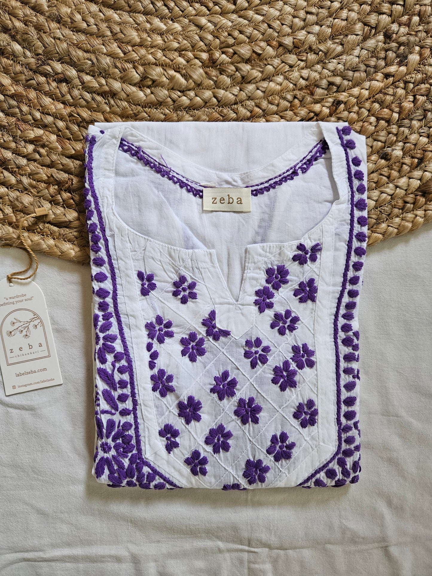 Rabia Chikankari Kurti (Purple)