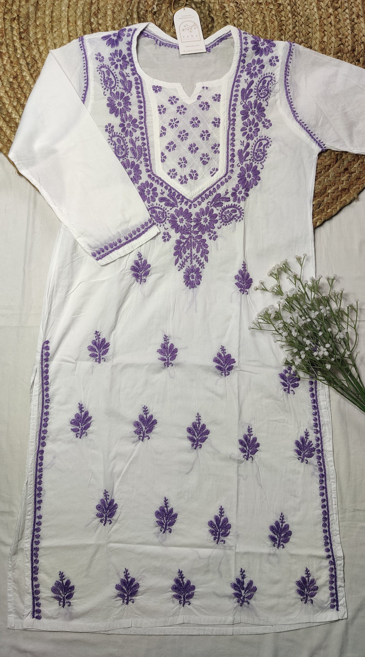 Rabia Chikankari Kurti (Purple)