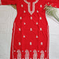 Zoya Cotton Chikankari Kurta (Red)