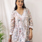 Fariyal Mulmul Printed Chikankari short kurti (Gray)