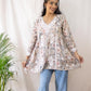 Fariyal Mulmul Printed Chikankari short kurti (Gray)