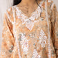 Fariyal Mulmul Printed Chikankari short kurti (Orange)