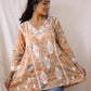 Fariyal Mulmul Printed Chikankari short kurti (Orange)