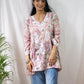 Fariyal Mulmul Printed Chikankari short kurti (Pink)