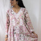 Fariyal Mulmul Printed Chikankari short kurti (Pink)