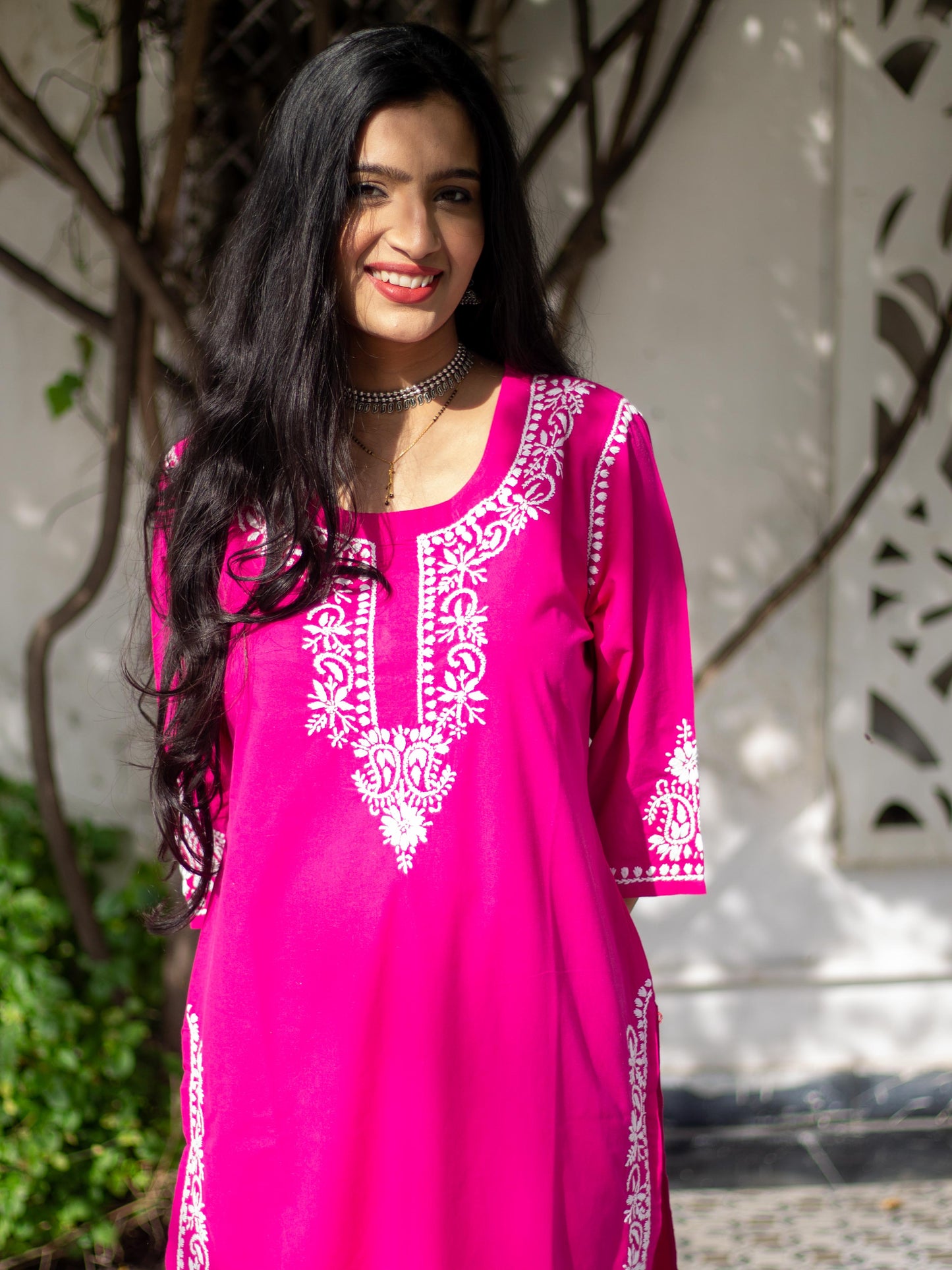 Hania Magenta Cotton Kurta