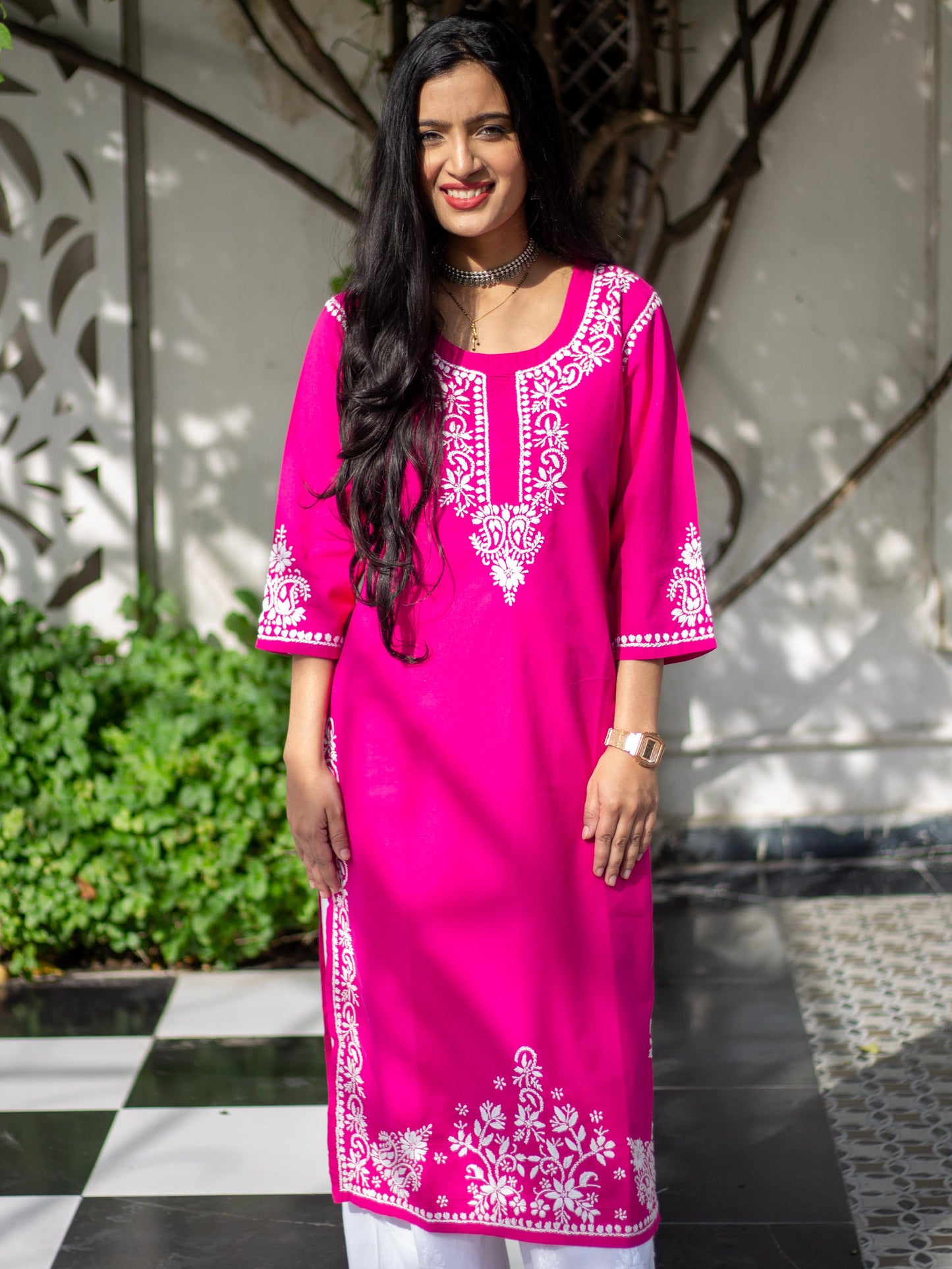 Hania Magenta Cotton Kurta