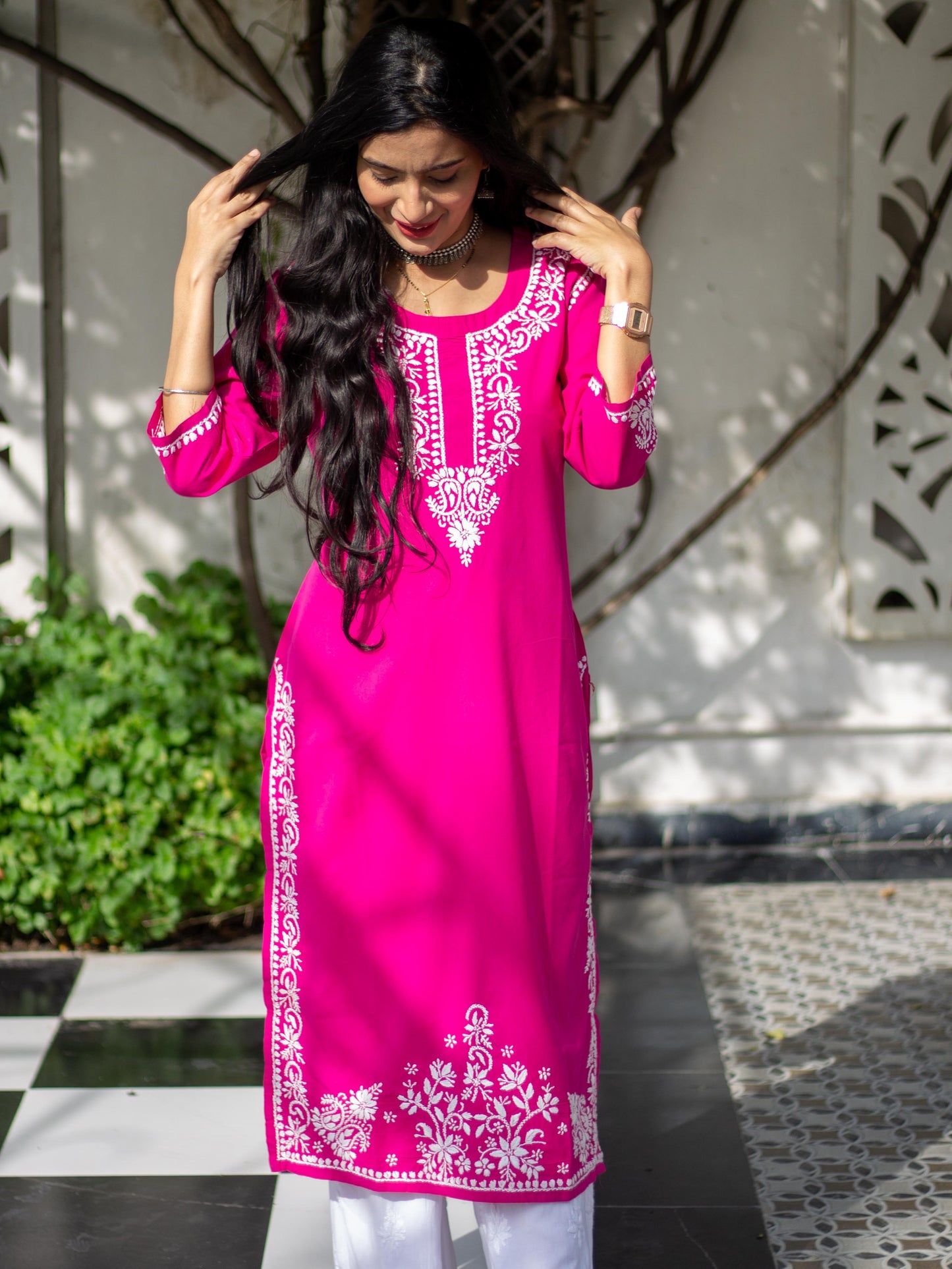 Hania Magenta Cotton Kurta