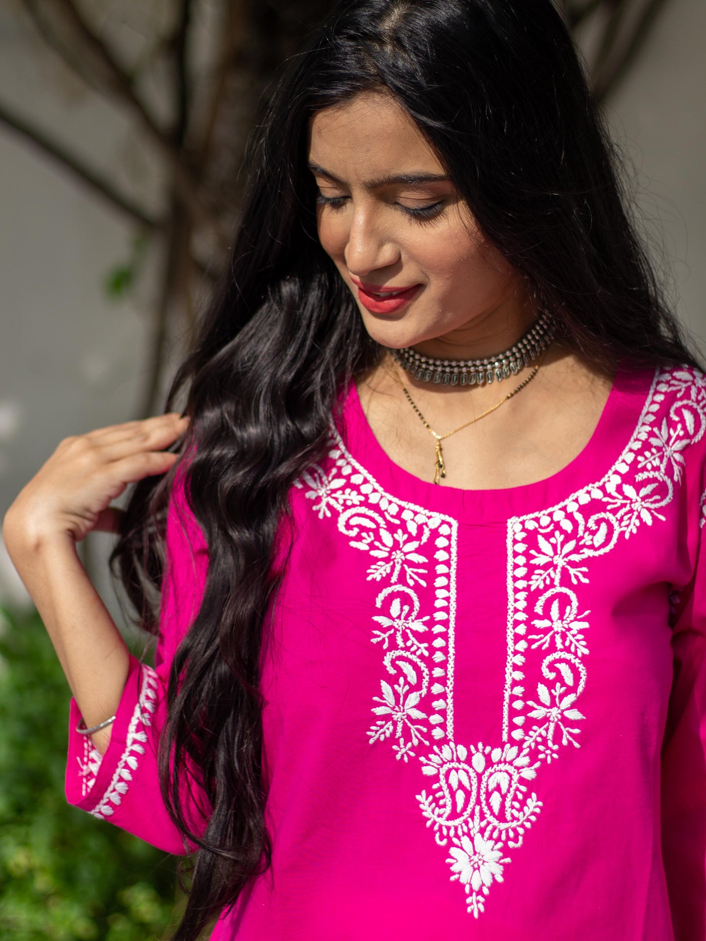 Hania Magenta Cotton Kurta