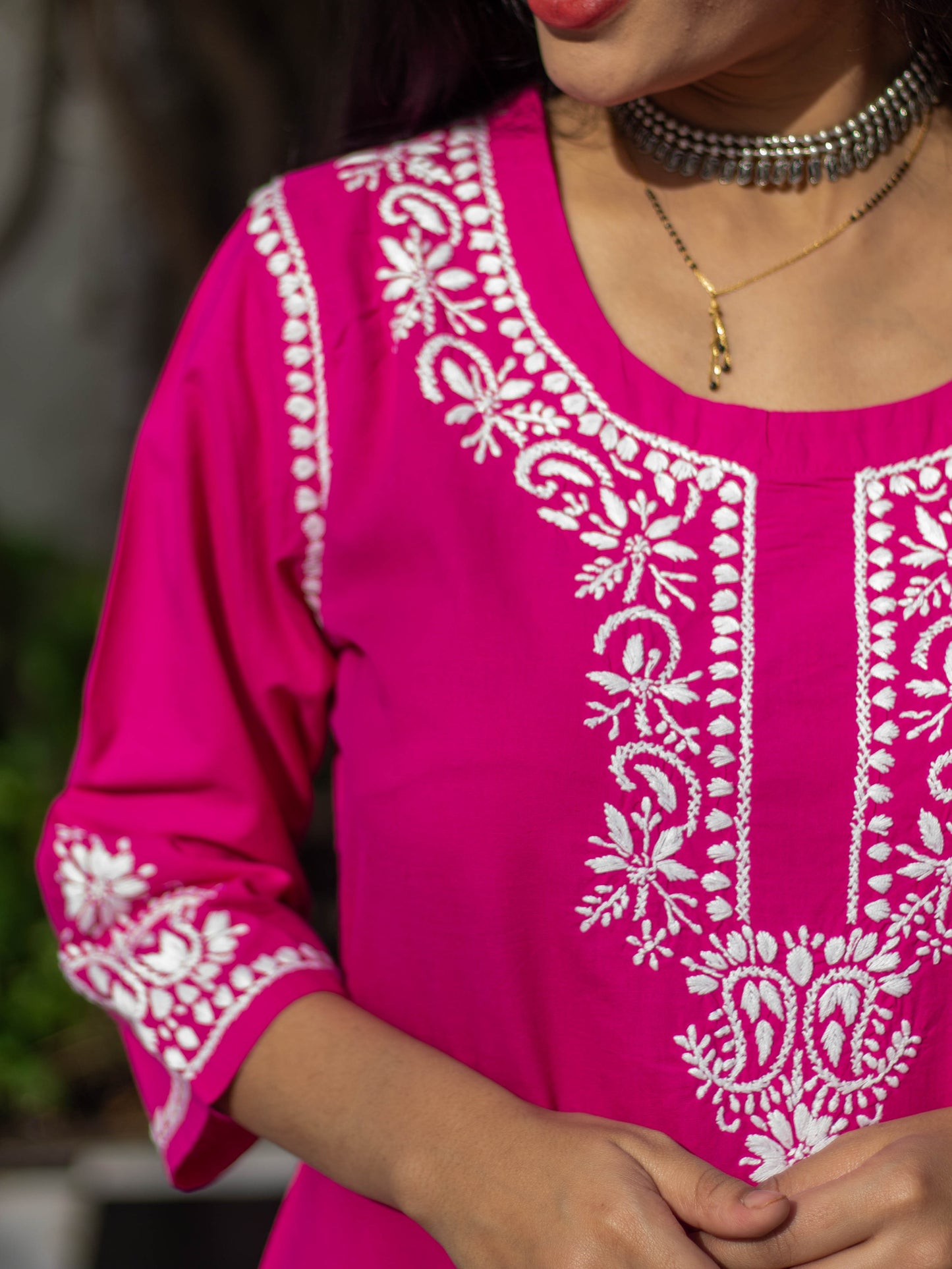 Hania Magenta Cotton Kurta