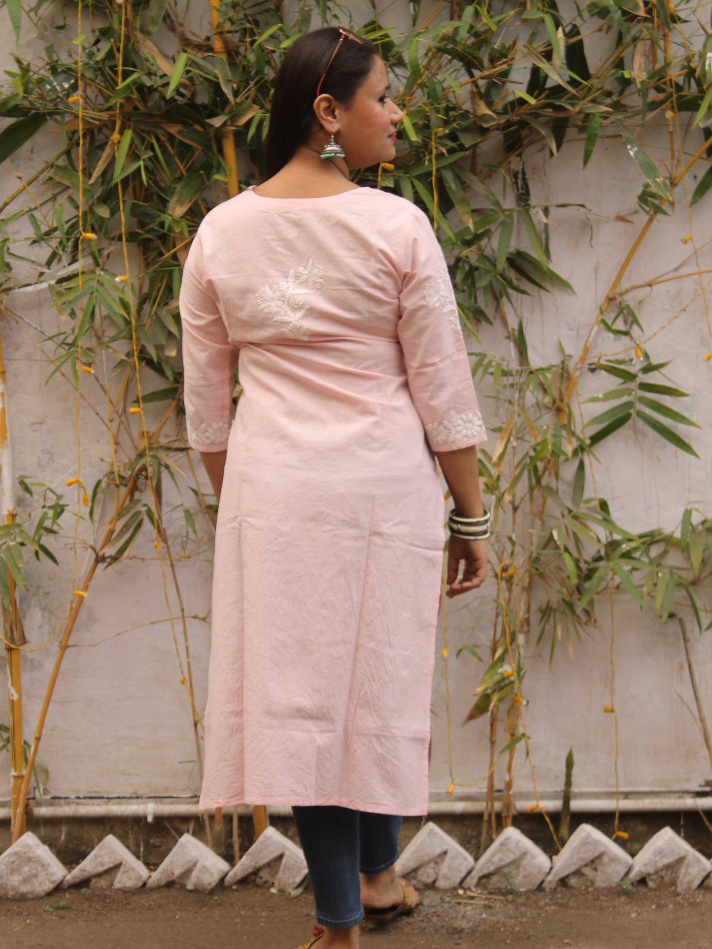 Inaya Pink Cotton Chikankari Kurta