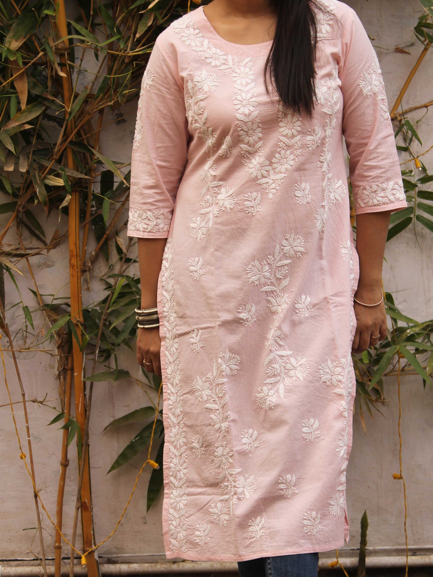 Inaya Pink Cotton Chikankari Kurta