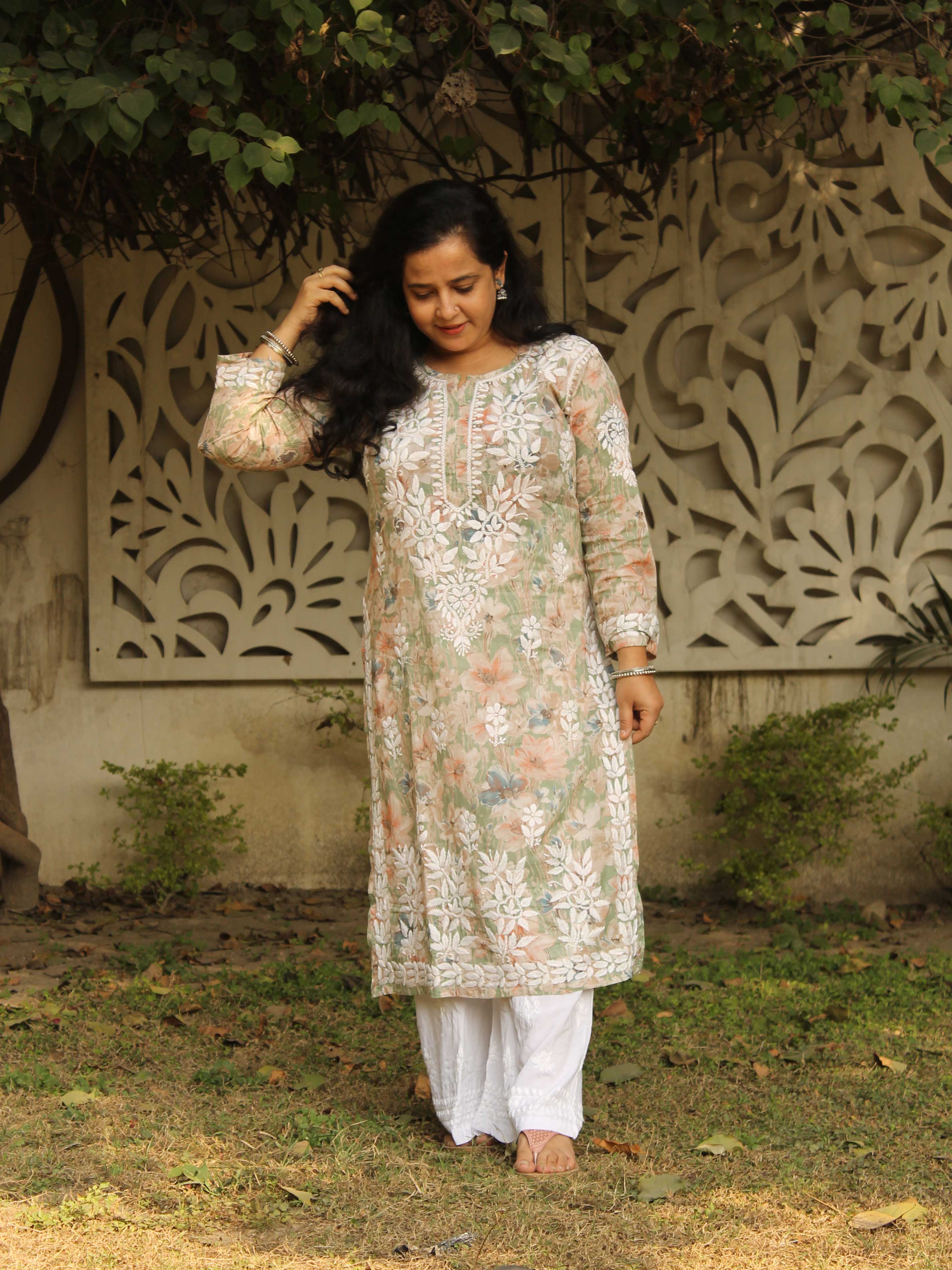 Bandhani Mulmul Cotton Chikankari Kurta Set - TheChikanLabel | Lucknow Chikankari  Kurtis & Suits