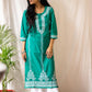 Maisha 100% Cotton Chikankari Kurti (Green)