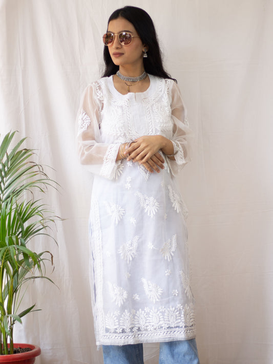 Misbah Organza White Chikankari Kurti