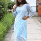 Naazmi Georgette Chikankari Kurta (Aqua)