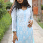 Naazmi Georgette Chikankari Kurta (Aqua)