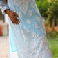 Naazmi Georgette Chikankari Kurta (Aqua)