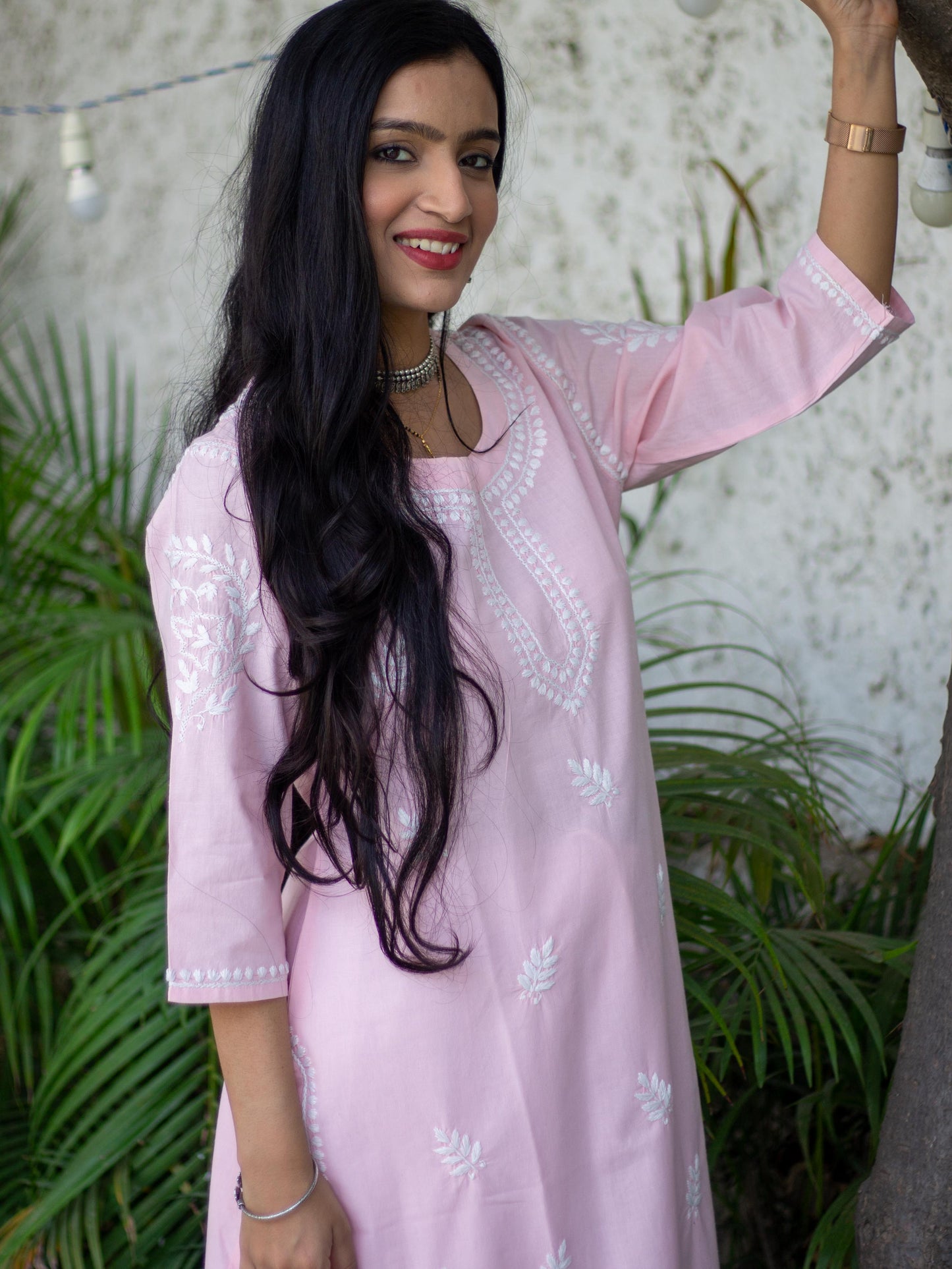 Samaira Pink Cotton Chikankari Kurta