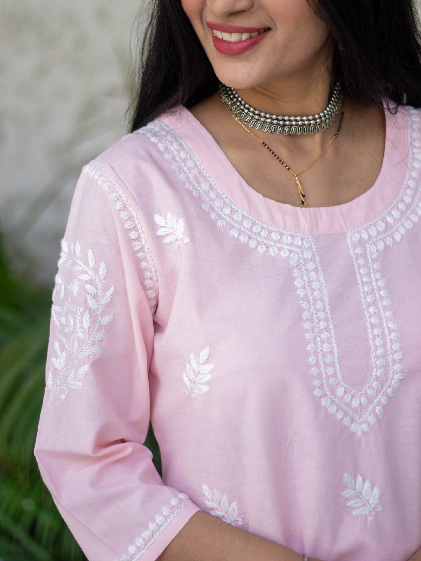 Samaira Pink Cotton Chikankari Kurta