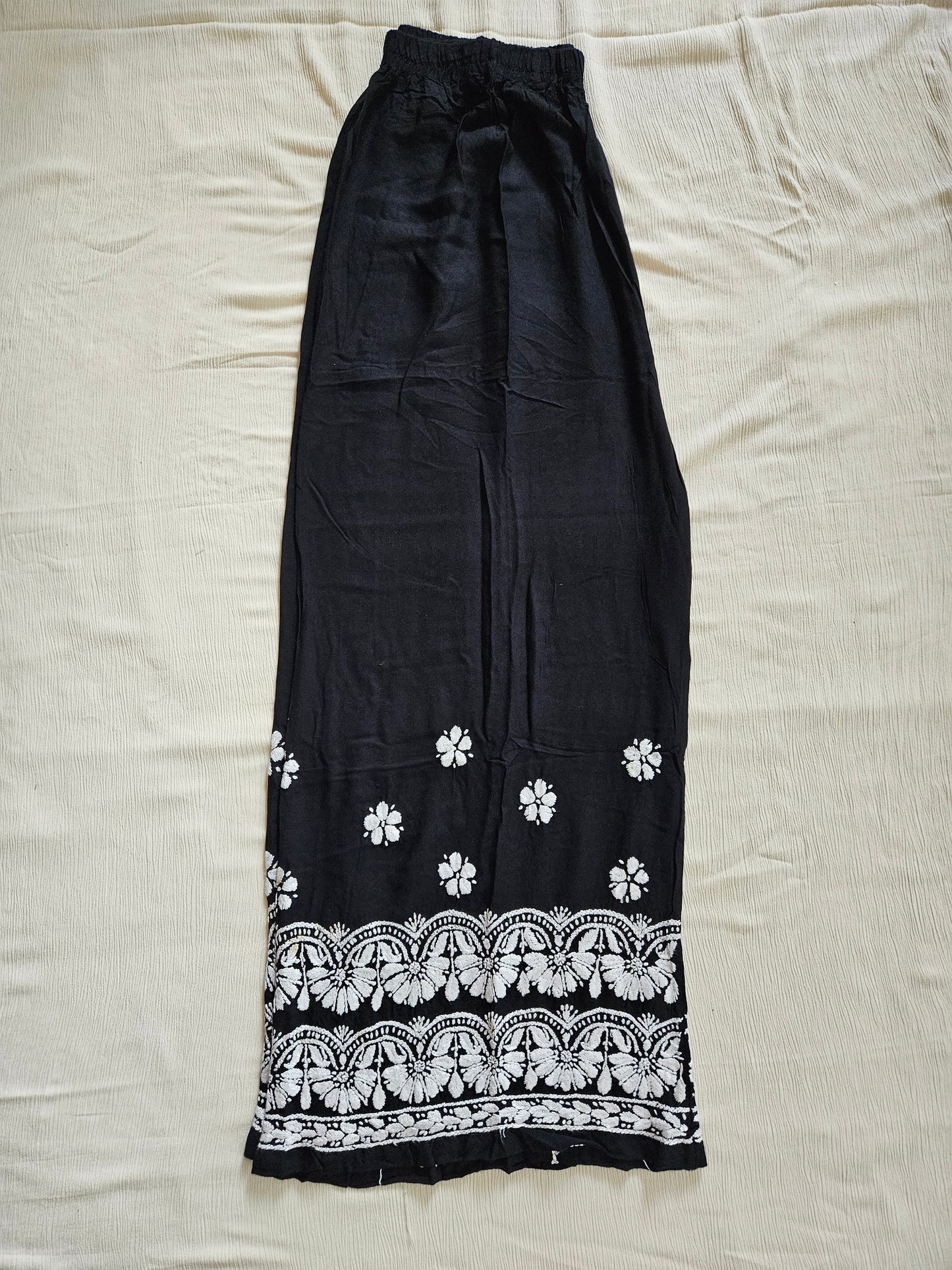 Wazia Chikankari Rayon Black Palazzo